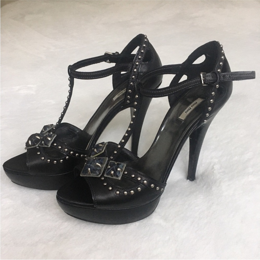 Miu Miu Black Studded Heels